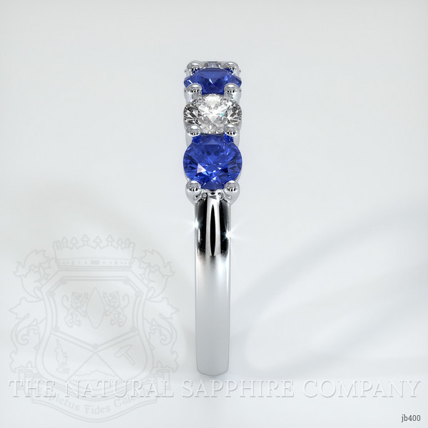 Platinum 950 Blue Sapphire and Diamond Prong Wedding Band