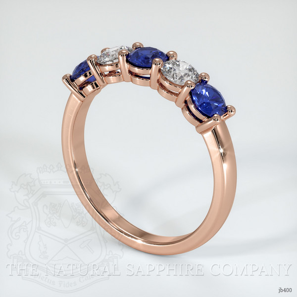 14K Rose Gold Blue Sapphire and Diamond Prong Wedding Band