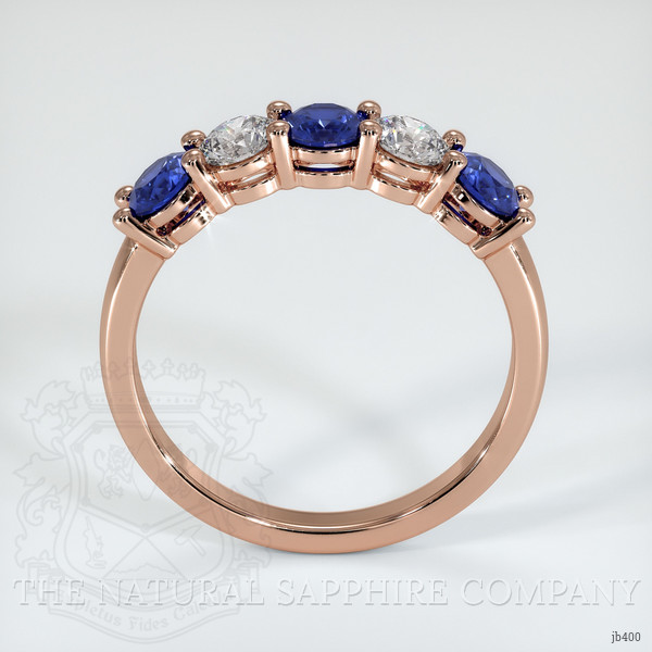 14K Rose Gold Blue Sapphire and Diamond Prong Wedding Band