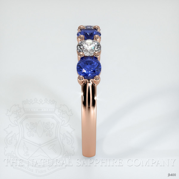 14K Rose Gold Blue Sapphire and Diamond Prong Wedding Band