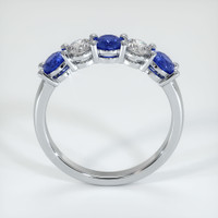 14K White Gold Blue Sapphire and Diamond Prong Wedding Band Image