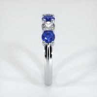 14K White Gold Blue Sapphire and Diamond Prong Wedding Band Image