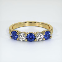 14K Yellow Gold Blue Sapphire and Diamond Prong Wedding Band Video