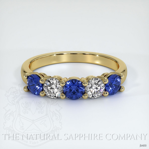 14K Yellow Gold Blue Sapphire and Diamond Prong Wedding Band
