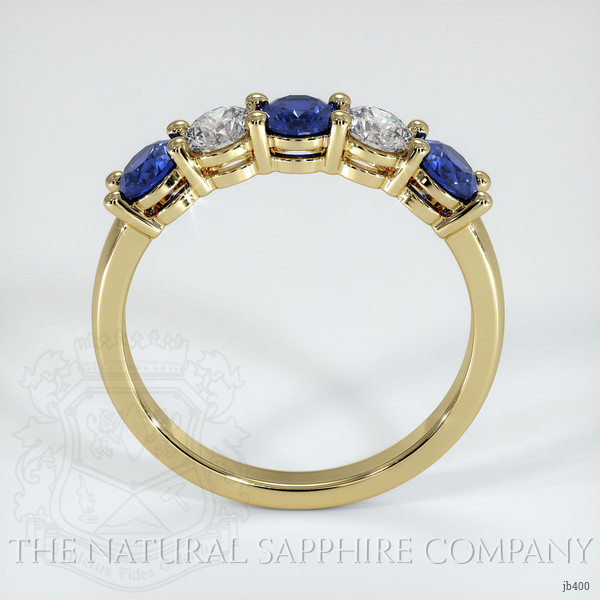 14K Yellow Gold Blue Sapphire and Diamond Prong Wedding Band