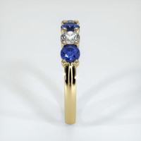 14K Yellow Gold Blue Sapphire and Diamond Prong Wedding Band Image