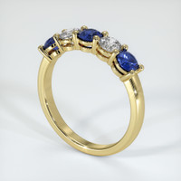 18K Yellow Gold Blue Sapphire and Diamond Prong Wedding Band Image