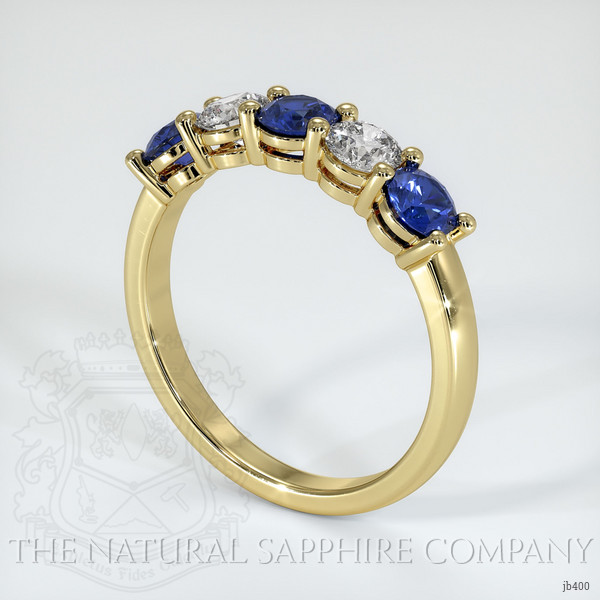 18K Yellow Gold Blue Sapphire and Diamond Prong Wedding Band