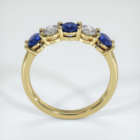 18K Yellow Gold Blue Sapphire and Diamond Prong Wedding Band Image