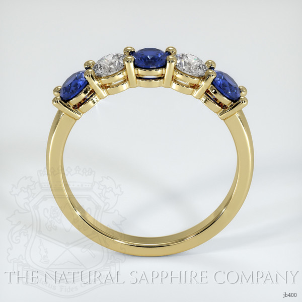 18K Yellow Gold Blue Sapphire and Diamond Prong Wedding Band