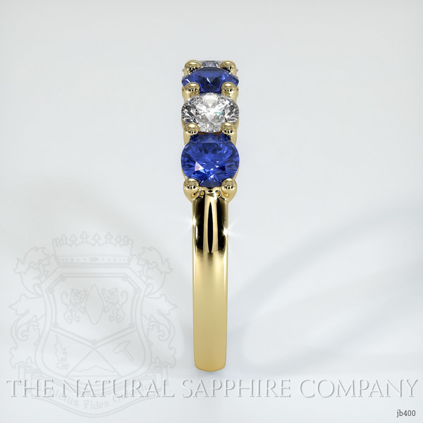 18K Yellow Gold Blue Sapphire and Diamond Prong Wedding Band