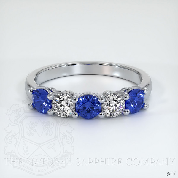 Platinum 950 White Sapphire and Blue Sapphire Prong Wedding Band