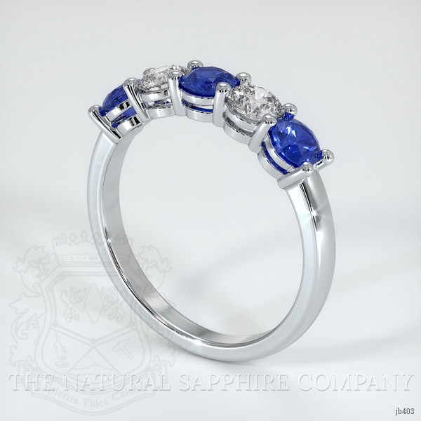Platinum 950 White Sapphire and Blue Sapphire Prong Wedding Band
