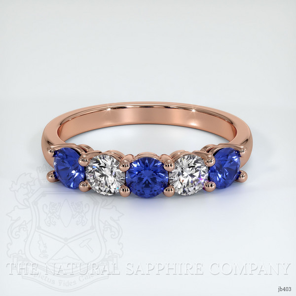 14K Rose Gold White Sapphire and Blue Sapphire Prong Wedding Band