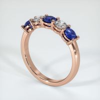 14K Rose Gold White Sapphire and Blue Sapphire Prong Wedding Band Image