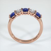 14K Rose Gold White Sapphire and Blue Sapphire Prong Wedding Band Image