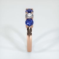 14K Rose Gold White Sapphire and Blue Sapphire Prong Wedding Band Image