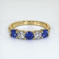 14K Yellow Gold White Sapphire and Blue Sapphire Prong Wedding Band Video