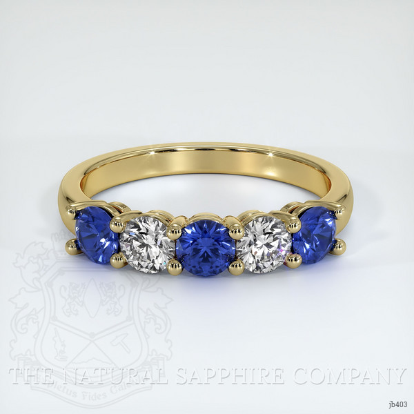 14K Yellow Gold White Sapphire and Blue Sapphire Prong Wedding Band