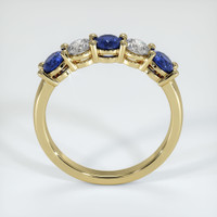 14K Yellow Gold White Sapphire and Blue Sapphire Prong Wedding Band Image