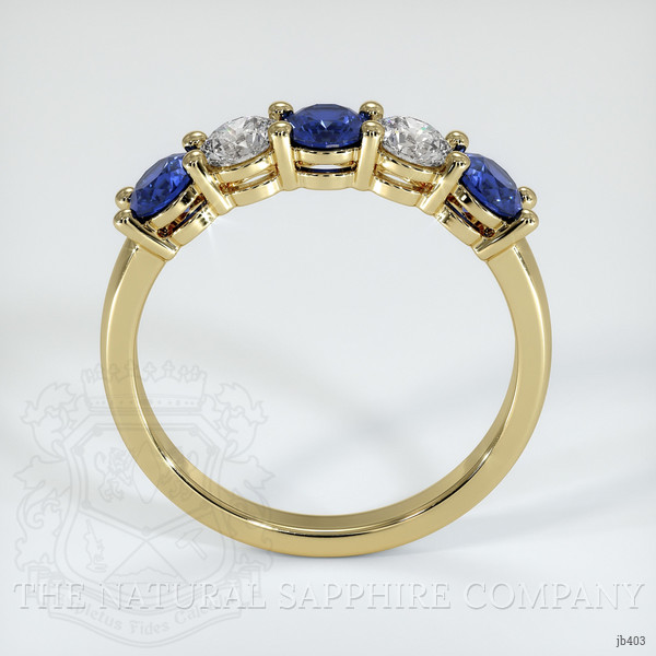 14K Yellow Gold White Sapphire and Blue Sapphire Prong Wedding Band