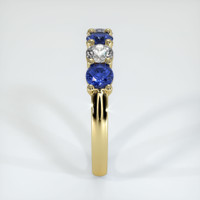 18K Yellow Gold White Sapphire and Blue Sapphire Prong Wedding Band Image