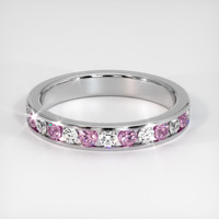 Platinum 950 Pink Sapphire and Diamond Eternity Wedding Band Video