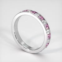 Platinum 950 Pink Sapphire and Diamond Eternity Wedding Band Image