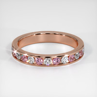 14K Rose Gold Pink Sapphire and Diamond Eternity Wedding Band Video