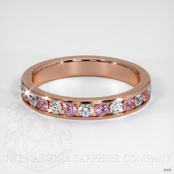14K Rose Gold Pink Sapphire and Diamond Eternity Wedding Band