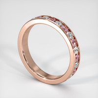 14K Rose Gold Pink Sapphire and Diamond Eternity Wedding Band Image