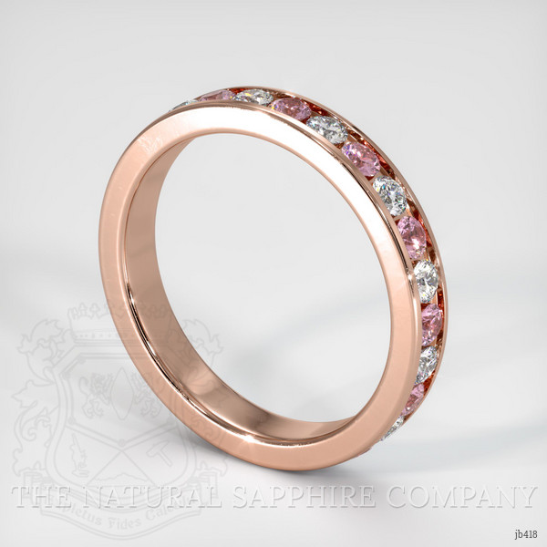 14K Rose Gold Pink Sapphire and Diamond Eternity Wedding Band