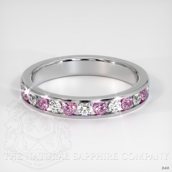 14K White Gold Pink Sapphire and Diamond Eternity Wedding Band