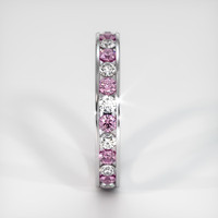 14K White Gold Pink Sapphire and Diamond Eternity Wedding Band Image
