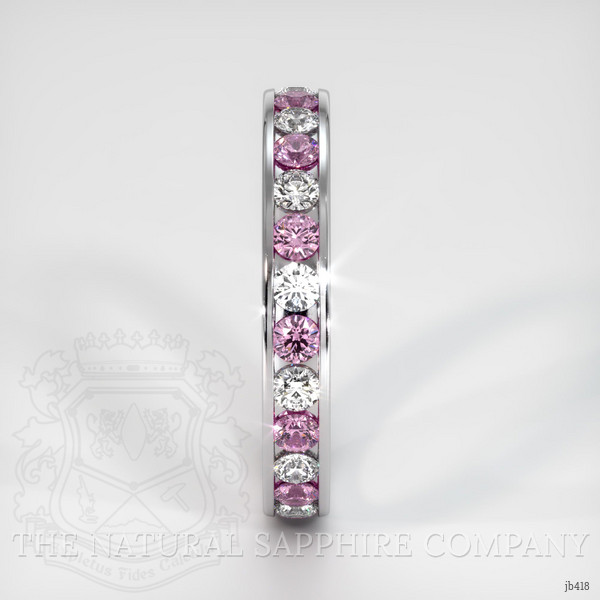 14K White Gold Pink Sapphire and Diamond Eternity Wedding Band