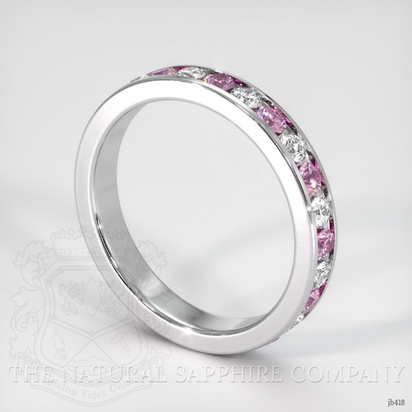 18K White Gold Pink Sapphire and Diamond Eternity Wedding Band