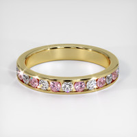 14K Yellow Gold Pink Sapphire and Diamond Eternity Wedding Band Video