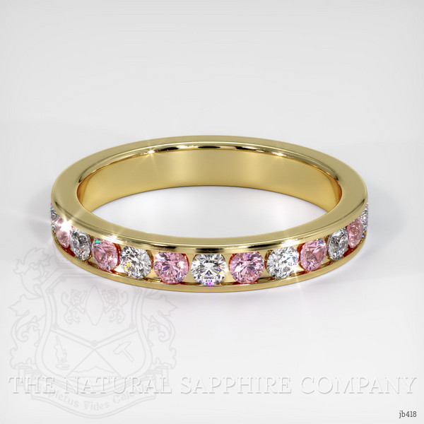 14K Yellow Gold Pink Sapphire and Diamond Eternity Wedding Band