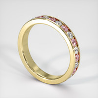 14K Yellow Gold Pink Sapphire and Diamond Eternity Wedding Band Image