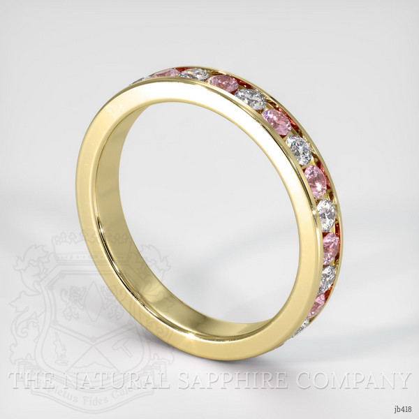 14K Yellow Gold Pink Sapphire and Diamond Eternity Wedding Band