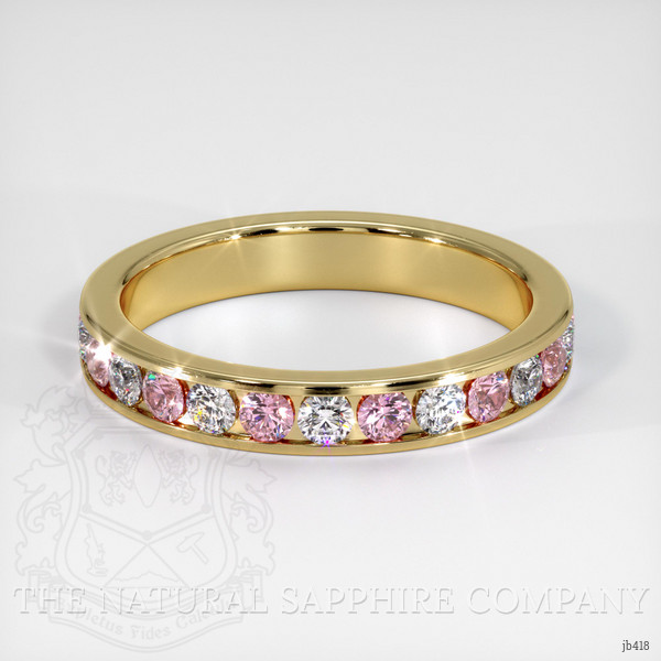 18K Yellow Gold Pink Sapphire and Diamond Eternity Wedding Band