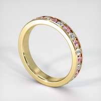 18K Yellow Gold Pink Sapphire and Diamond Eternity Wedding Band Image