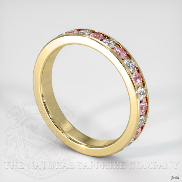 18K Yellow Gold Pink Sapphire and Diamond Eternity Wedding Band