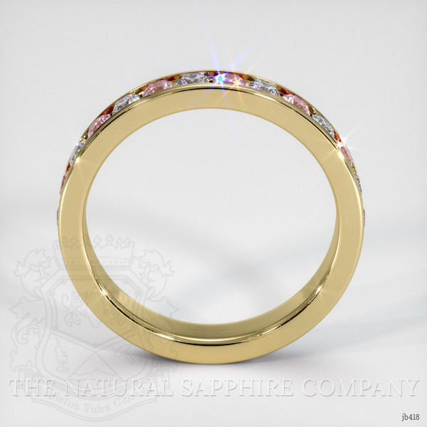 18K Yellow Gold Pink Sapphire and Diamond Eternity Wedding Band
