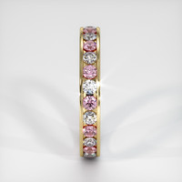 18K Yellow Gold Pink Sapphire and Diamond Eternity Wedding Band Image