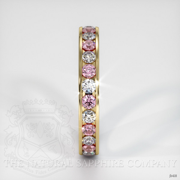 18K Yellow Gold Pink Sapphire and Diamond Eternity Wedding Band