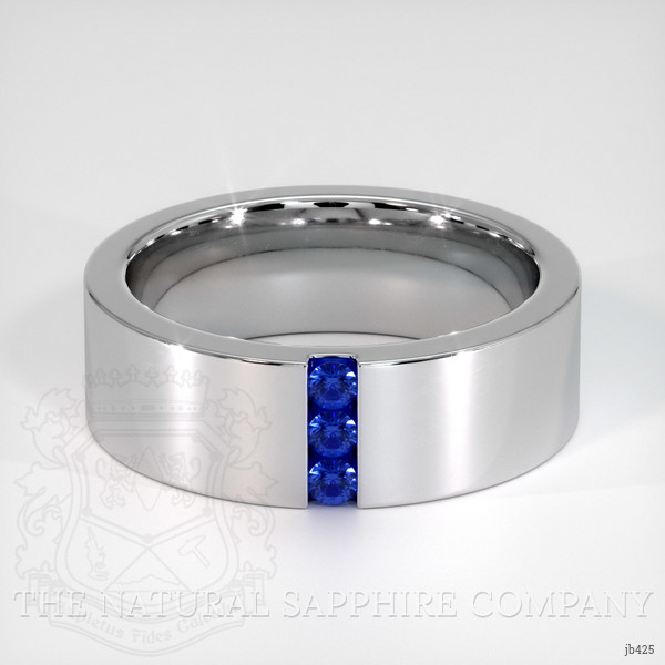 Platinum 950 Blue Sapphire Men's Wedding Band