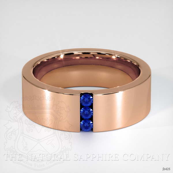 14K Rose Gold Blue Sapphire Men's Wedding Band