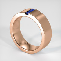 14K Rose Gold Blue Sapphire Men's Wedding Band Image