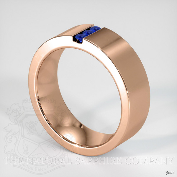 14K Rose Gold Blue Sapphire Men's Wedding Band
